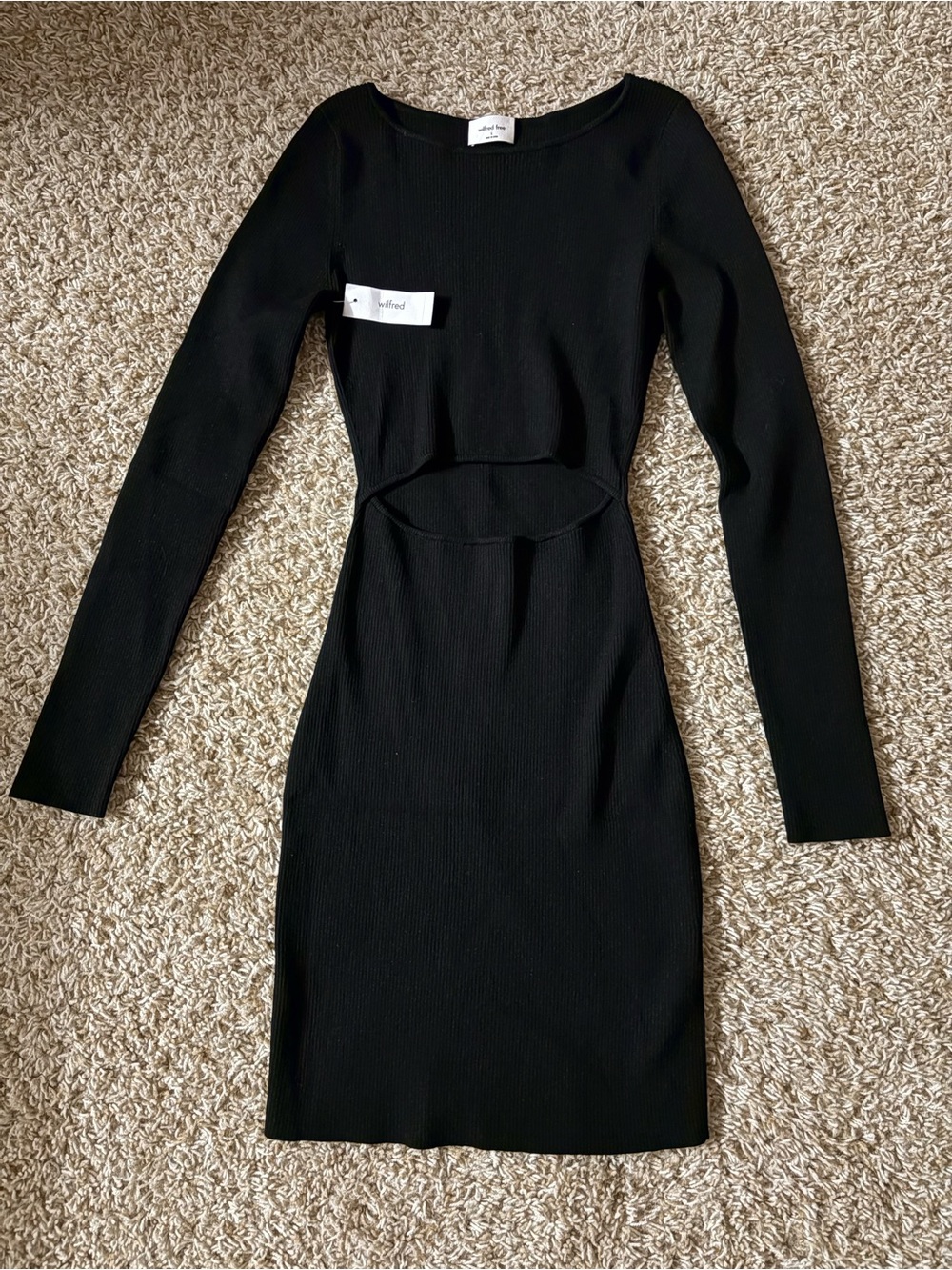 Wilfred Women’s Black Long-Sleeve Cutout Ribbed Bodycon Dress